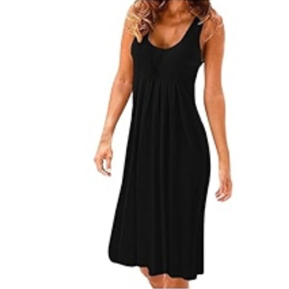 Banana Republic Black Scoop Neck A- Line Midi Dress. S. quiet elegance!